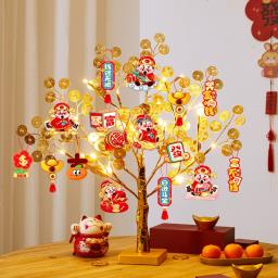 New Year Decoration Year of the Horse Creative Money Tree with Led Lights image 1