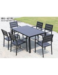 Black polywood table and 6 chairs image 2