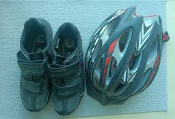 Shimano shoes and excellent bike helmet image 1