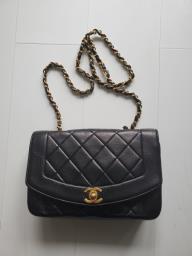 Chanel Diana bag and pearl earrings image 1