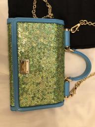 Dolce Gabbana blue wallet n gold chain image 1