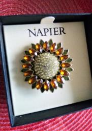 Orange jewel stone brooch image 1
