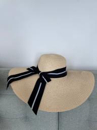 Wide Brim Straw Hat with Black Ribbon image 2