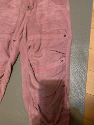 Pink soft suede cropped pants image 1