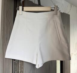 Zara White High-waist Shorts image 1