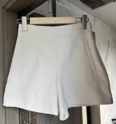 Zara White High-waist Shorts image 2