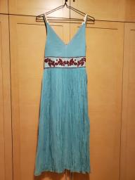 Aqua blue silk sleeveless maxi dress image 2