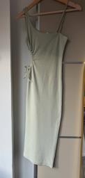 Light Sage Ribbed Cut-out Midi Dress image 1