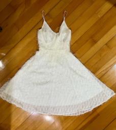 Vintage Little White Dress  Feather Det image 1
