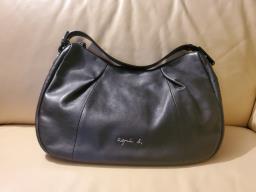 agnes b black leather shoulder bag image 1