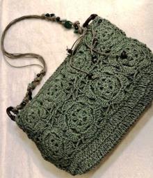 Beautiful Natural Woven Green Straw Bag image 1
