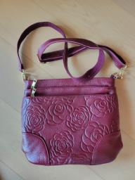 Burgundy  red leather handbag image 1