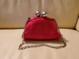 Furla red satin evening clutch bag image 1