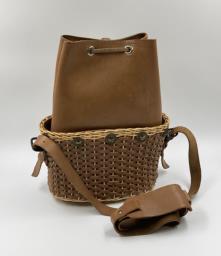 Lane Crawford Leather Rattan Bucket Bag image 4