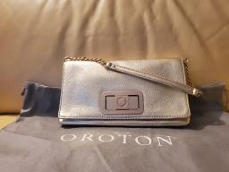 Oroton champagne gold clutch sling bag image 1