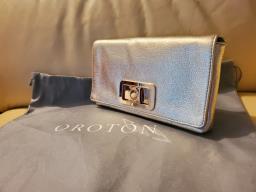 Oroton champagne gold clutch sling bag image 2