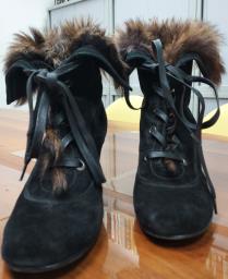 Black Boots Wbrown Fur big Discount image 3