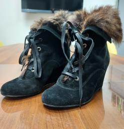 Black Boots Wbrown Fur big Discount image 1