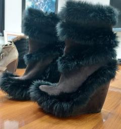 Brown Boots Wblack Fur big Discount image 2