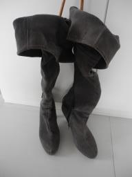 Long Grey Suede Boots image 1