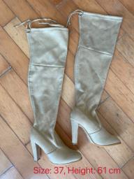 long white leather boots image 1
