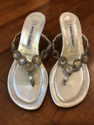 Manolo Blahnik Silver Sandals image 2
