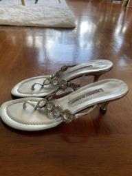Manolo Blahnik Silver Sandals image 3