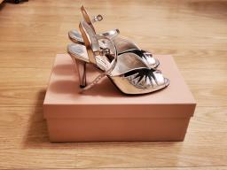 Miu Miu silver and black evening sandals image 2