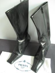 Prada Womens Leather Black Boots image 3