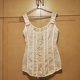 Beige silk organza top image 1