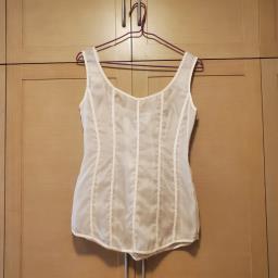 Beige silk organza top image 2