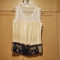 Biege color silk sequins sleeveless top image 1