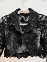 Black Sequin Lace 34 Sleeve Jacket image 1