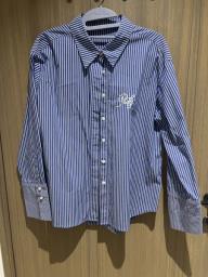 Blue  white striped shirt image 1