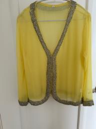 chiffon top with silver sequin trim image 2