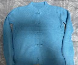 Chinese style blue cardigan image 2