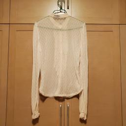 Cream color ruffle lace blouse image 2