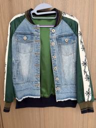 Denim mixed material jacket image 1