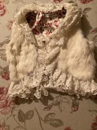 Dkny Peach Lace Top  Fur Vest image 2