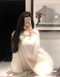 White color fur coat image 2