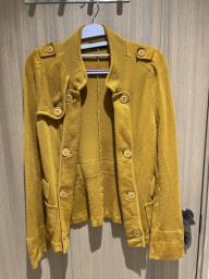 At mustard yellow tight knit jacket image 1