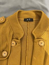 At mustard yellow tight knit jacket image 3