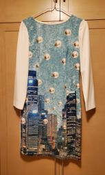 Moschino blue beige long sleeve dress image 1