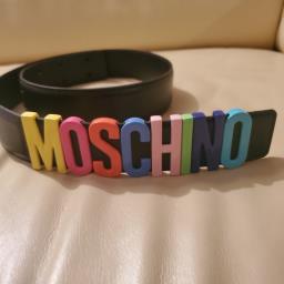 Moschino color logo plaque buckle belt image 1