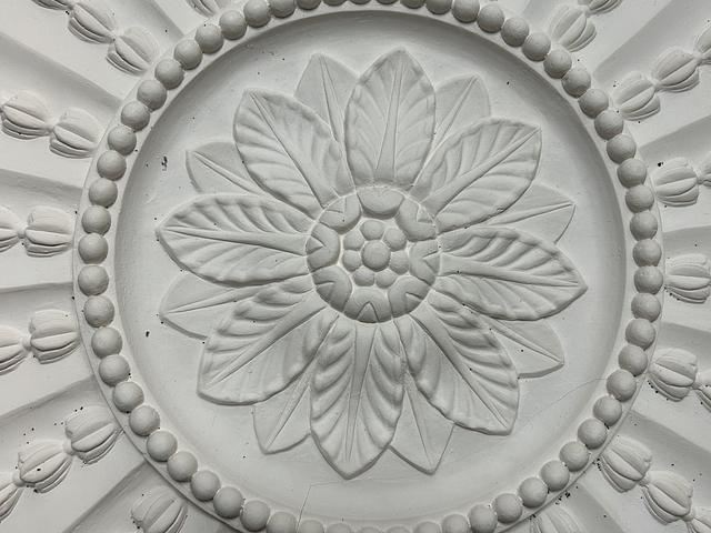 Decorative White Plaster Ceiling Medallion with Fl