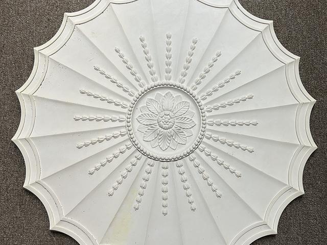 Decorative White Plaster Ceiling Medallion with Fl