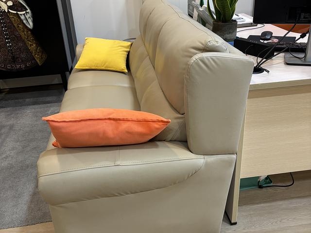 Light Grey 3-seat Leather Sofa ($500)