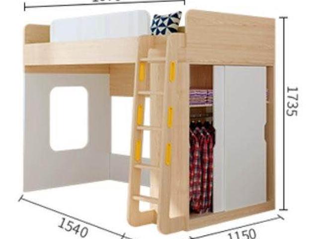Children's elevated bunk bed with wardrobe (FREE)