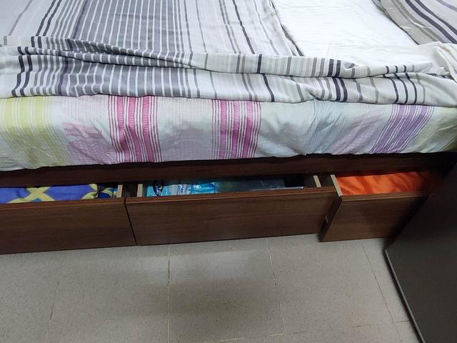 Wooden Bed Frame with lots of storage. FREE!!