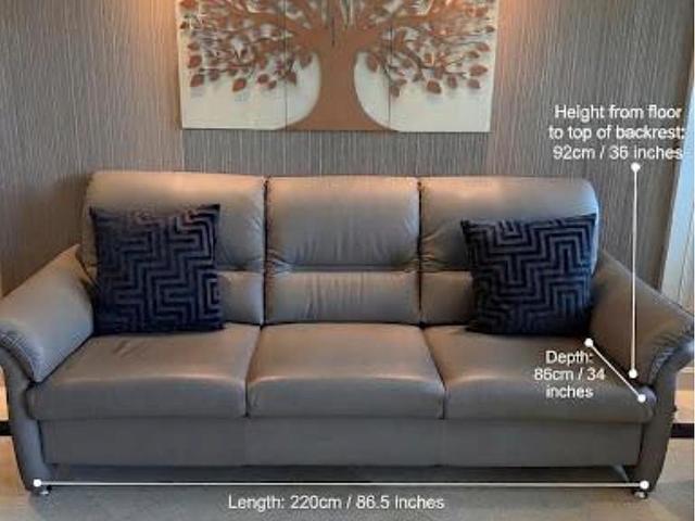 Grey Leather Sofa Set (7 seater)